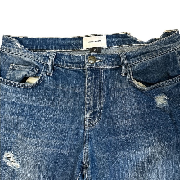 Current/Elliott Blue Distressed Boyfriend Jeans - Picture 10 of 16